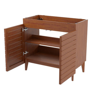 Calandre Thin Linear Slat Modern Farmhouse 2-Shelf Bath Vanity Cabinet Only (Sink Basin not Included)