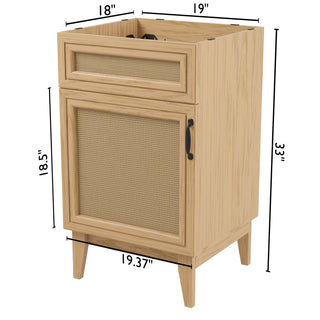 Javer Rattan Modern Farmhouse 2-Shelf Bath Vanity Cabinet Only (Sink Basin not Included) - JONATHAN Y