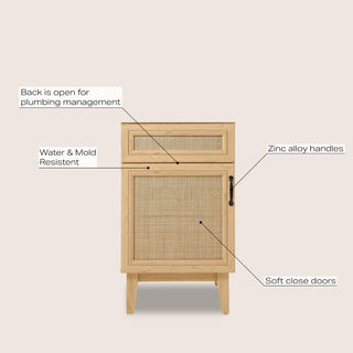 Javer Rattan Modern Farmhouse 2-Shelf Bath Vanity Cabinet Only (Sink Basin not Included) - JONATHAN Y