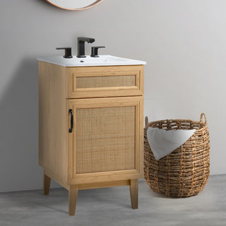 Javer Rattan Modern Farmhouse 2-Shelf Bath Vanity Cabinet Only (Sink Basin not Included) - JONATHAN Y