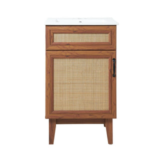 Javer Rattan Modern Farmhouse 2-Shelf Bath Vanity Cabinet Only (Sink Basin not Included) - JONATHAN Y