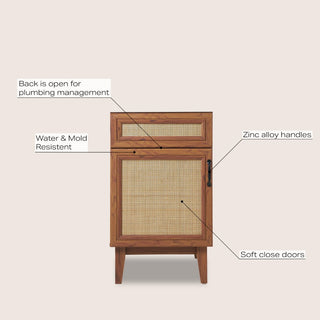 Javer Rattan Modern Farmhouse 2-Shelf Bath Vanity Cabinet Only (Sink Basin not Included) - JONATHAN Y