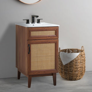 Javer Rattan Modern Farmhouse 2-Shelf Bath Vanity Cabinet Only (Sink Basin not Included) - JONATHAN Y