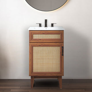 Javer Rattan Modern Farmhouse 2-Shelf Bath Vanity Cabinet Only (Sink Basin not Included) - JONATHAN Y
