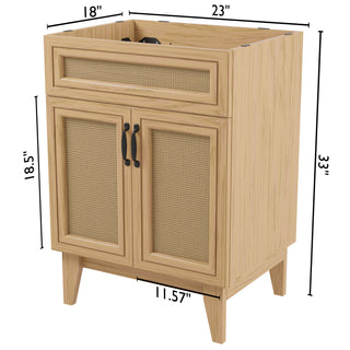 Javer Rattan Modern Farmhouse 2-Shelf Bath Vanity Cabinet Only (Sink Basin not Included)
