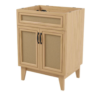 Javer Rattan Modern Farmhouse 2-Shelf Bath Vanity Cabinet Only (Sink Basin not Included)