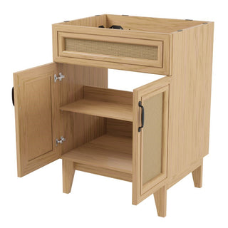 Javer Rattan Modern Farmhouse 2-Shelf Bath Vanity Cabinet Only (Sink Basin not Included)
