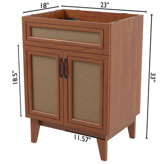Javer Rattan Modern Farmhouse 2-Shelf Bath Vanity Cabinet Only (Sink Basin not Included) - JONATHAN Y