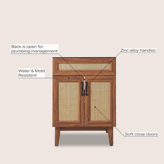 Javer Rattan Modern Farmhouse 2-Shelf Bath Vanity Cabinet Only (Sink Basin not Included) - JONATHAN Y