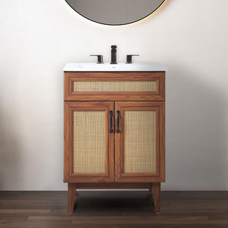 Javer Rattan Modern Farmhouse 2-Shelf Bath Vanity Cabinet Only (Sink Basin not Included) - JONATHAN Y