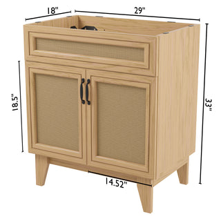Javer Rattan Modern Farmhouse 2-Shelf Bath Vanity Cabinet Only (Sink Basin not Included)