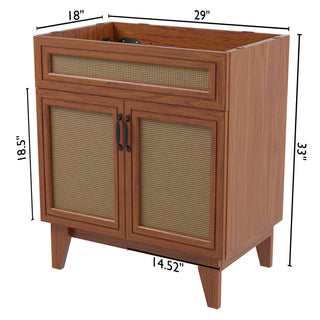 Javer Rattan Modern Farmhouse 2-Shelf Bath Vanity Cabinet Only (Sink Basin not Included)