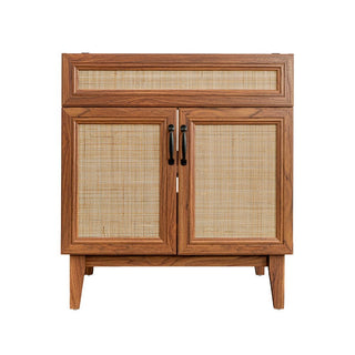 Javer Rattan Modern Farmhouse 2-Shelf Bath Vanity Cabinet Only (Sink Basin not Included)
