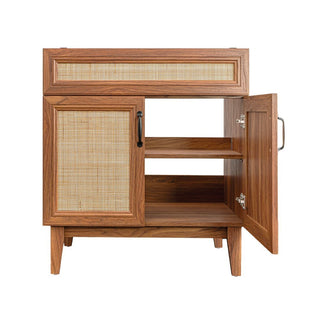 Javer Rattan Modern Farmhouse 2-Shelf Bath Vanity Cabinet Only (Sink Basin not Included)