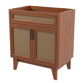 Javer Rattan Modern Farmhouse 2-Shelf Bath Vanity Cabinet Only (Sink Basin not Included)