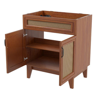 Javer Rattan Modern Farmhouse 2-Shelf Bath Vanity Cabinet Only (Sink Basin not Included)
