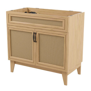Javer Rattan Modern Farmhouse 2-Shelf Bath Vanity Cabinet Only (Sink Basin not Included)