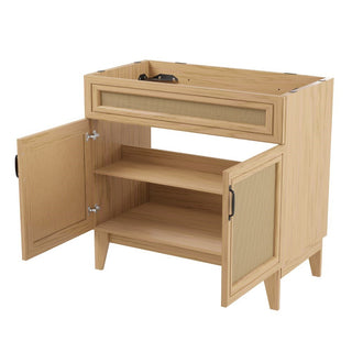 Javer Rattan Modern Farmhouse 2-Shelf Bath Vanity Cabinet Only (Sink Basin not Included)