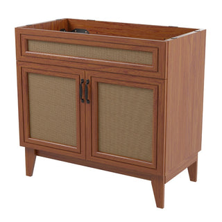 Javer Rattan Modern Farmhouse 2-Shelf Bath Vanity Cabinet Only (Sink Basin not Included)