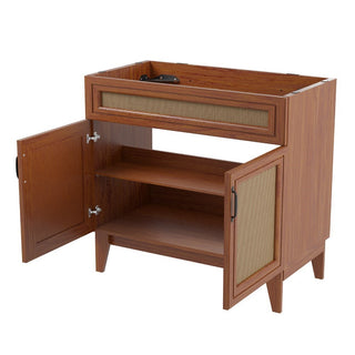 Javer Rattan Modern Farmhouse 2-Shelf Bath Vanity Cabinet Only (Sink Basin not Included)