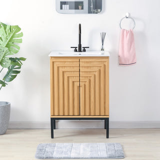 Rowan Geometric Modern Transitional 2-Shelf Bath Vanity Cabinet Only (Sink Basin Not Included)