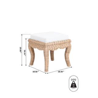 Rowan 19.7" Bohemian Designer Woven Rattan/Wood Vanity Stool - JONATHAN Y