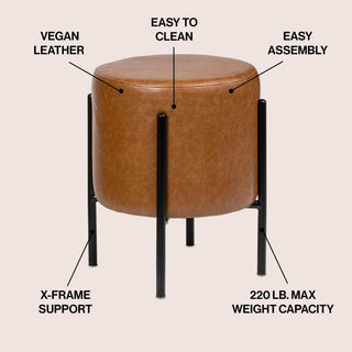 Silvia 18.5" Modern Metal/Bouclé Cushioned Vanity Stool - JONATHAN Y