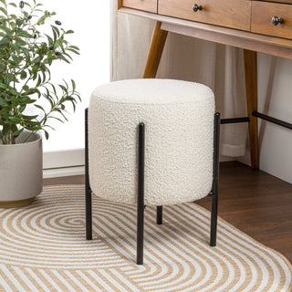 Silvia 18.5" Modern Metal/Bouclé Cushioned Vanity Stool - JONATHAN Y