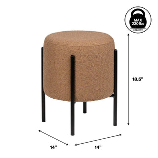 Silvia 18.5" Modern Metal/Bouclé Cushioned Vanity Stool - JONATHAN Y