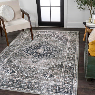 Alacati Ogee Medallion Washable Area Rug