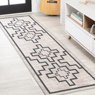 Ashkii Minimalist Medallion Machine-washable Area Rug - JONATHAN Y