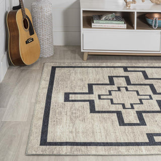 Ashkii Minimalist Medallion Machine-washable Area Rug - JONATHAN Y