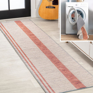Raita Modern Distressed Stripe Machine-washable Area Rug