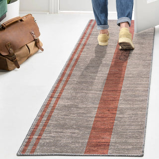 Raita Modern Distressed Stripe Machine-washable Area Rug