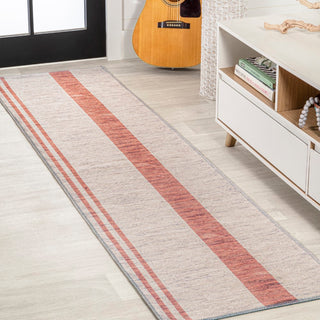 Raita Modern Distressed Stripe Machine-washable Area Rug