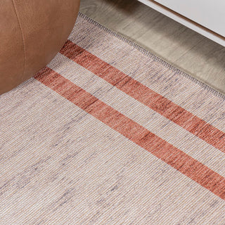 Raita Modern Distressed Stripe Machine-washable Area Rug