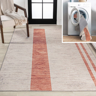Raita Modern Distressed Stripe Machine-washable Area Rug