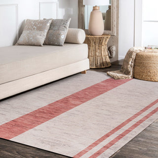 Raita Modern Distressed Stripe Machine-washable Area Rug