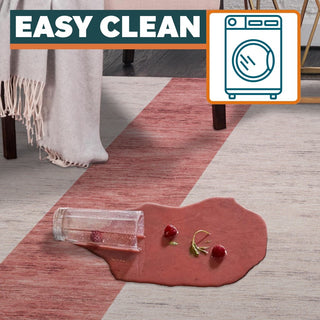 Raita Modern Distressed Stripe Machine-washable Area Rug