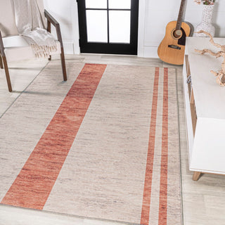 Raita Modern Distressed Stripe Machine-washable Area Rug
