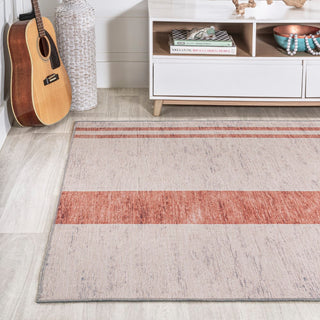 Raita Modern Distressed Stripe Machine-washable Area Rug