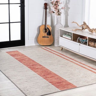 Raita Modern Distressed Stripe Machine-washable Area Rug