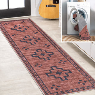Korsa Geometric Medallion Machine-washable Area Rug