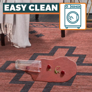 Korsa Geometric Medallion Machine-washable Area Rug