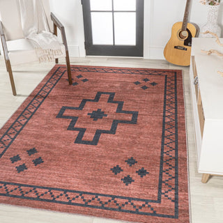 Korsa Geometric Medallion Machine-washable Area Rug