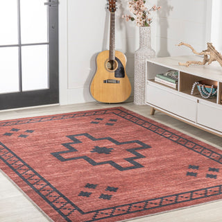 Korsa Geometric Medallion Machine-washable Area Rug