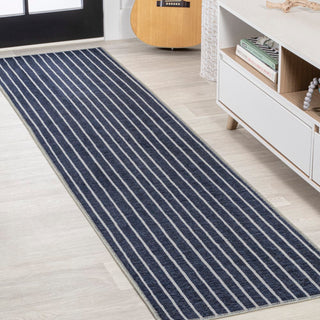 Rand Distressed Ticking Stripe Machine-washable Area Rug