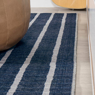 Rand Distressed Ticking Stripe Machine-washable Area Rug