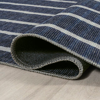 Rand Distressed Ticking Stripe Machine-washable Area Rug