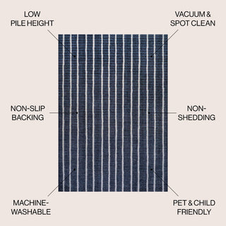 Rand Distressed Ticking Stripe Machine-washable Area Rug